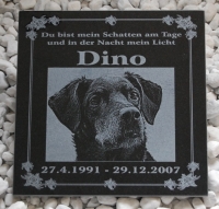Vorschau Schöner Tiergrabstein aus poliertem Granit mit Bildgravur nach Ihrer Vorlage